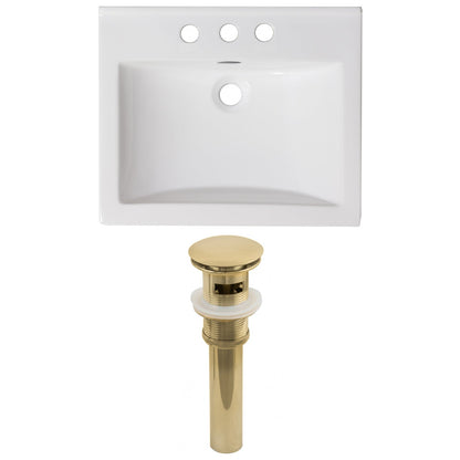 American Imaginations AI-23892 21" White Rectangular Drop In Transitional Ceramic Top Set