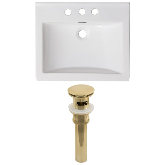 American Imaginations AI-23892 21" White Rectangular Drop In Transitional Ceramic Top Set