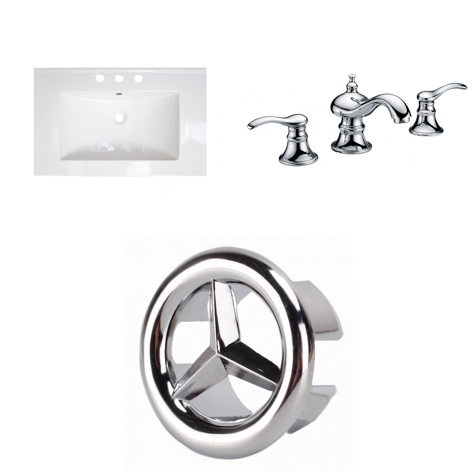 American Imaginations AI-24109 24" White Rectangular Drop In Modern Ceramic Top Set