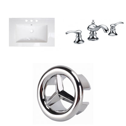 American Imaginations AI-24109 24" White Rectangular Drop In Modern Ceramic Top Set