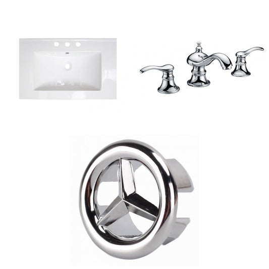 American Imaginations AI-24109 24" White Rectangular Drop In Modern Ceramic Top Set