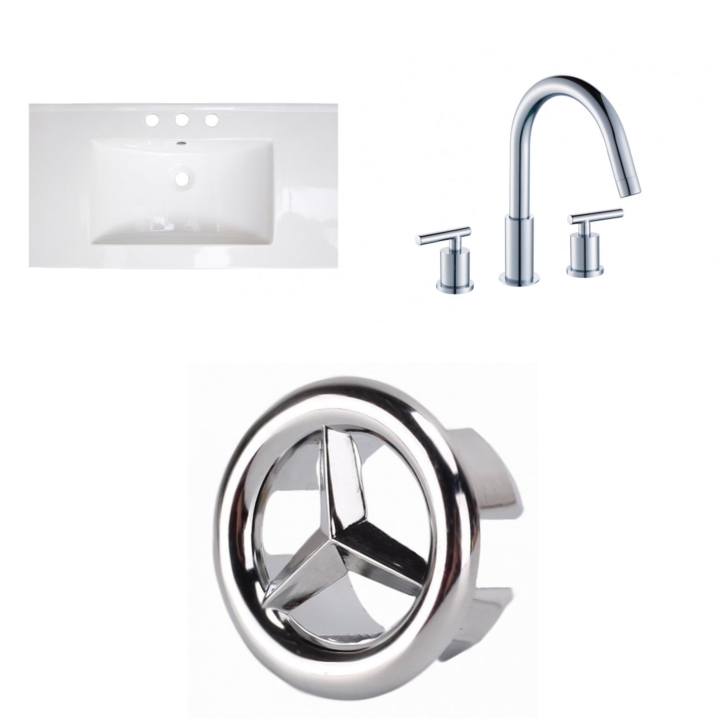 American Imaginations AI-24119 32" White Rectangular Drop In Modern Ceramic Top Set