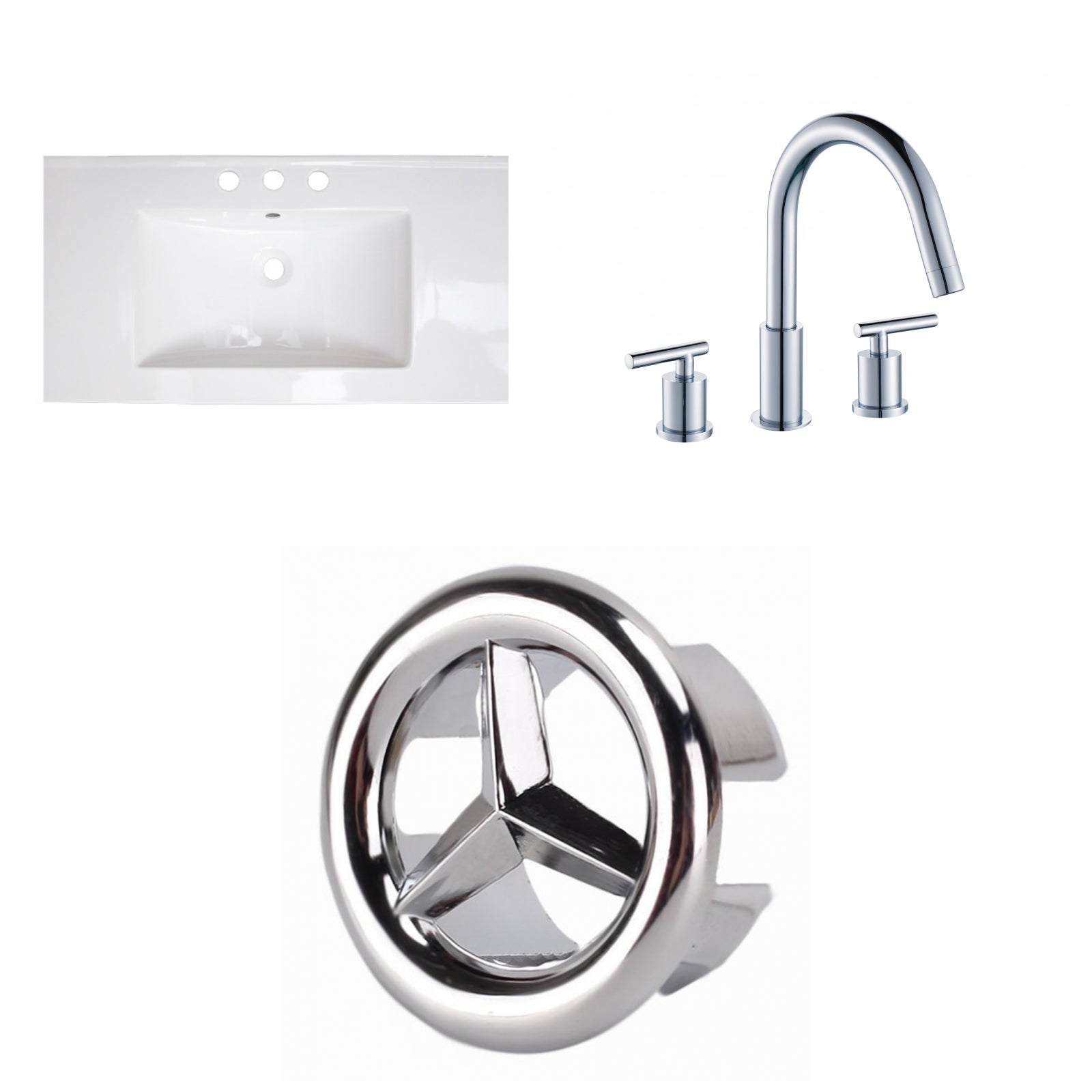 American Imaginations AI-24119 32" White Rectangular Drop In Modern Ceramic Top Set