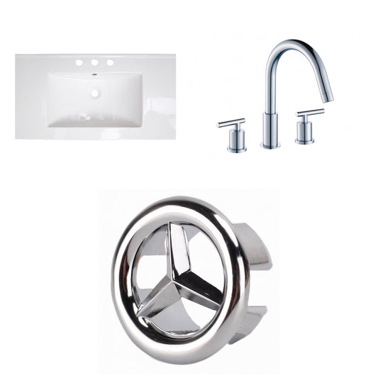 American Imaginations AI-24119 32" White Rectangular Drop In Modern Ceramic Top Set