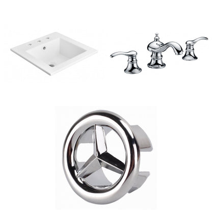 American Imaginations AI-24173 21" White Rectangular Drop In Transitional Ceramic Top Set