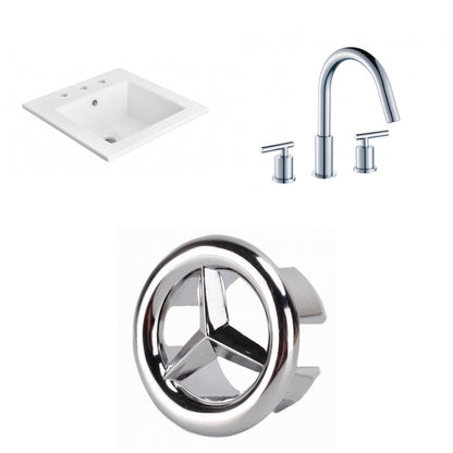 American Imaginations AI-24177 21" White Rectangular Drop In Transitional Ceramic Top Set