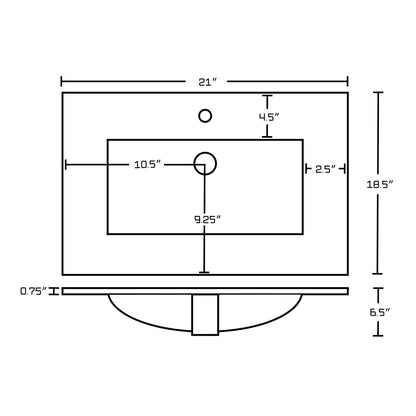 American Imaginations AI-24205 21" White Rectangular Drop In Modern Ceramic Top Set