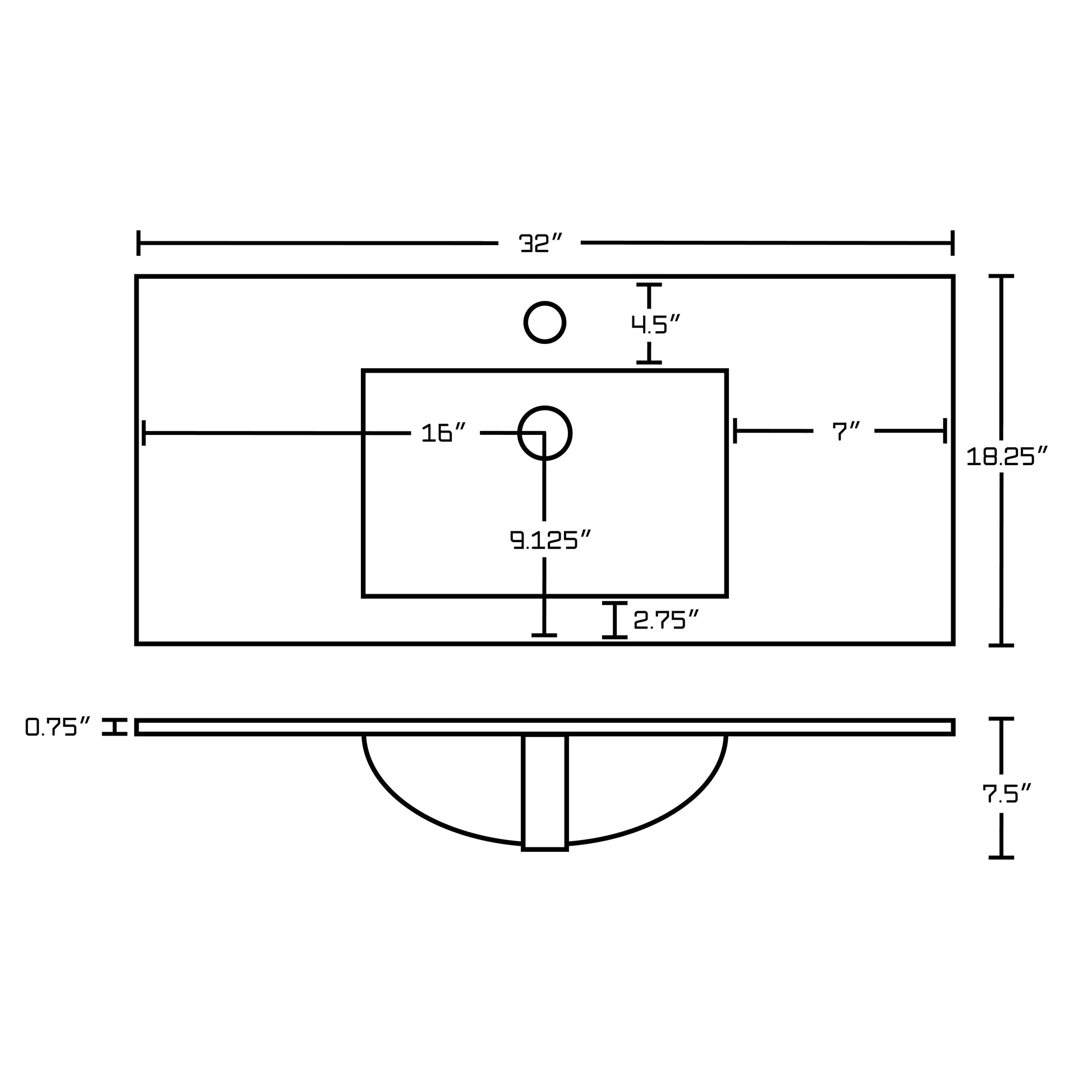 American Imaginations AI-24285 32" White Rectangular Drop In Modern Ceramic Top Set