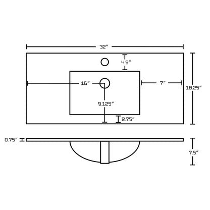 American Imaginations AI-24285 32" White Rectangular Drop In Modern Ceramic Top Set