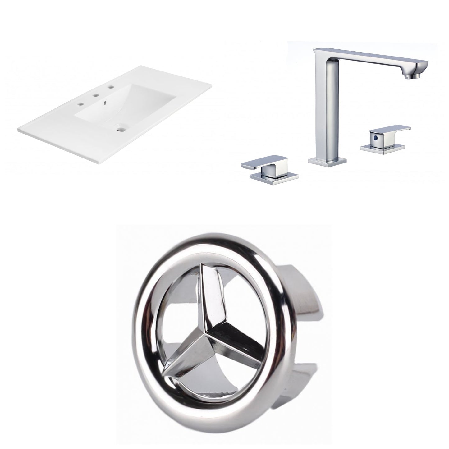 American Imaginations AI-24525 36" White Rectangular Drop In Transitional Ceramic Top Set