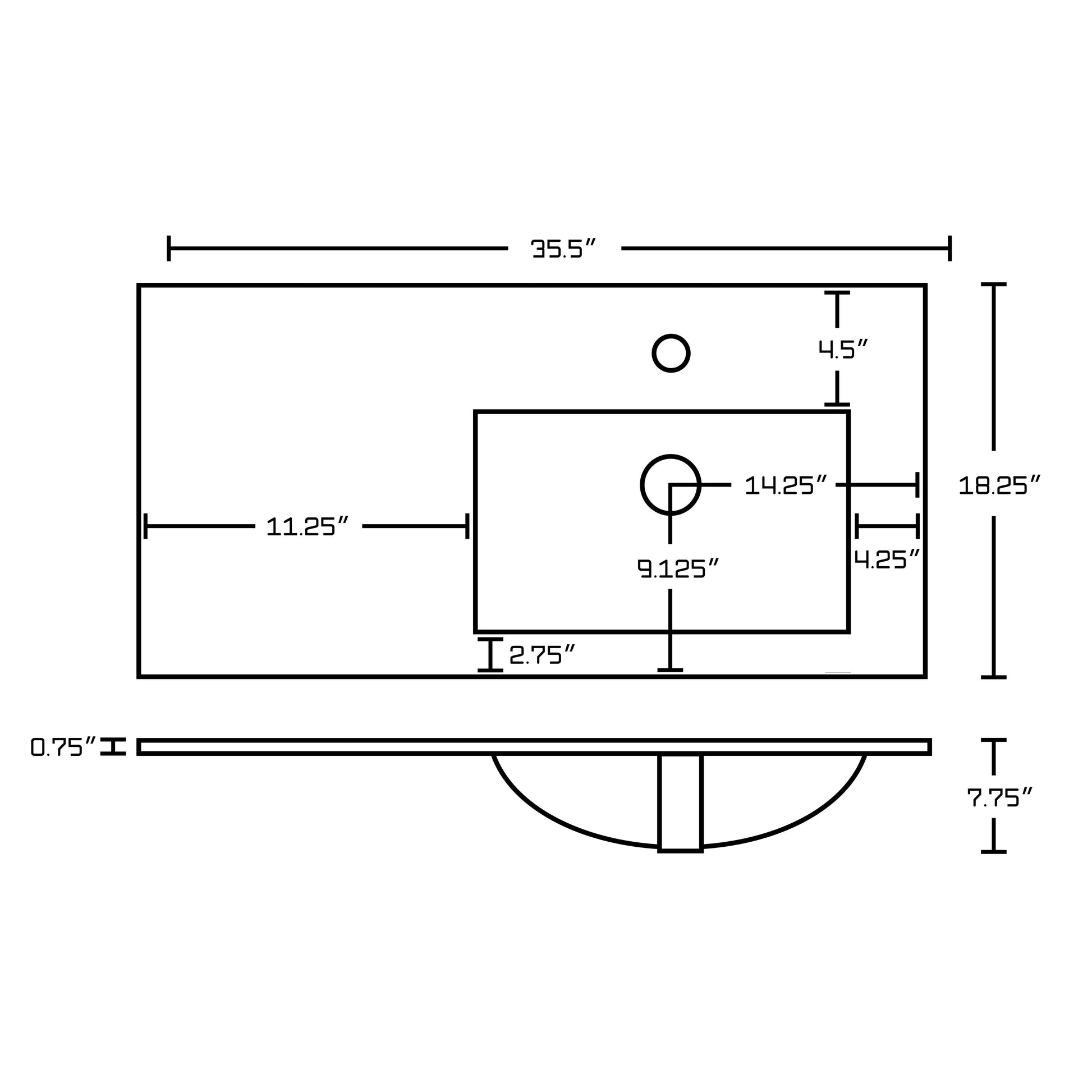 American Imaginations AI-24561 36" White Rectangular Drop In Transitional Ceramic Top Set
