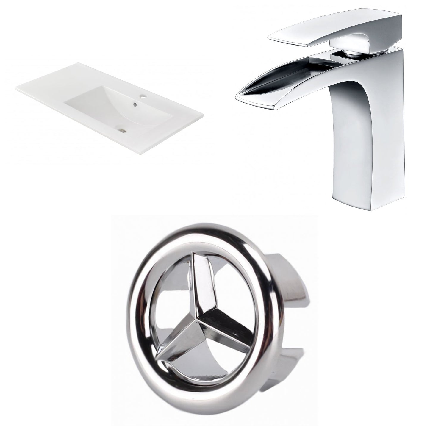 American Imaginations AI-24561 36" White Rectangular Drop In Transitional Ceramic Top Set