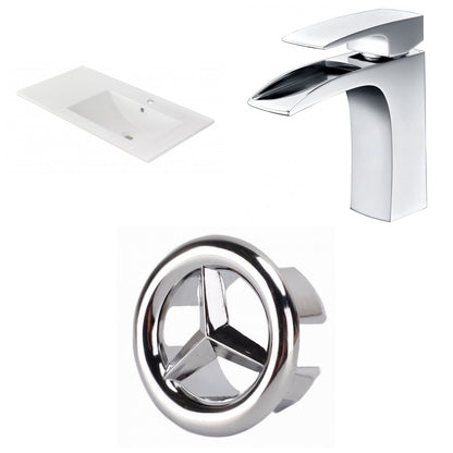 American Imaginations AI-24561 36" White Rectangular Drop In Transitional Ceramic Top Set