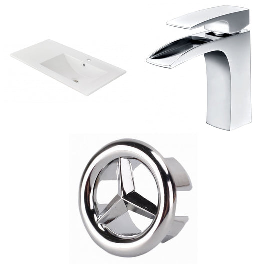 American Imaginations AI-24561 36" White Rectangular Drop In Transitional Ceramic Top Set