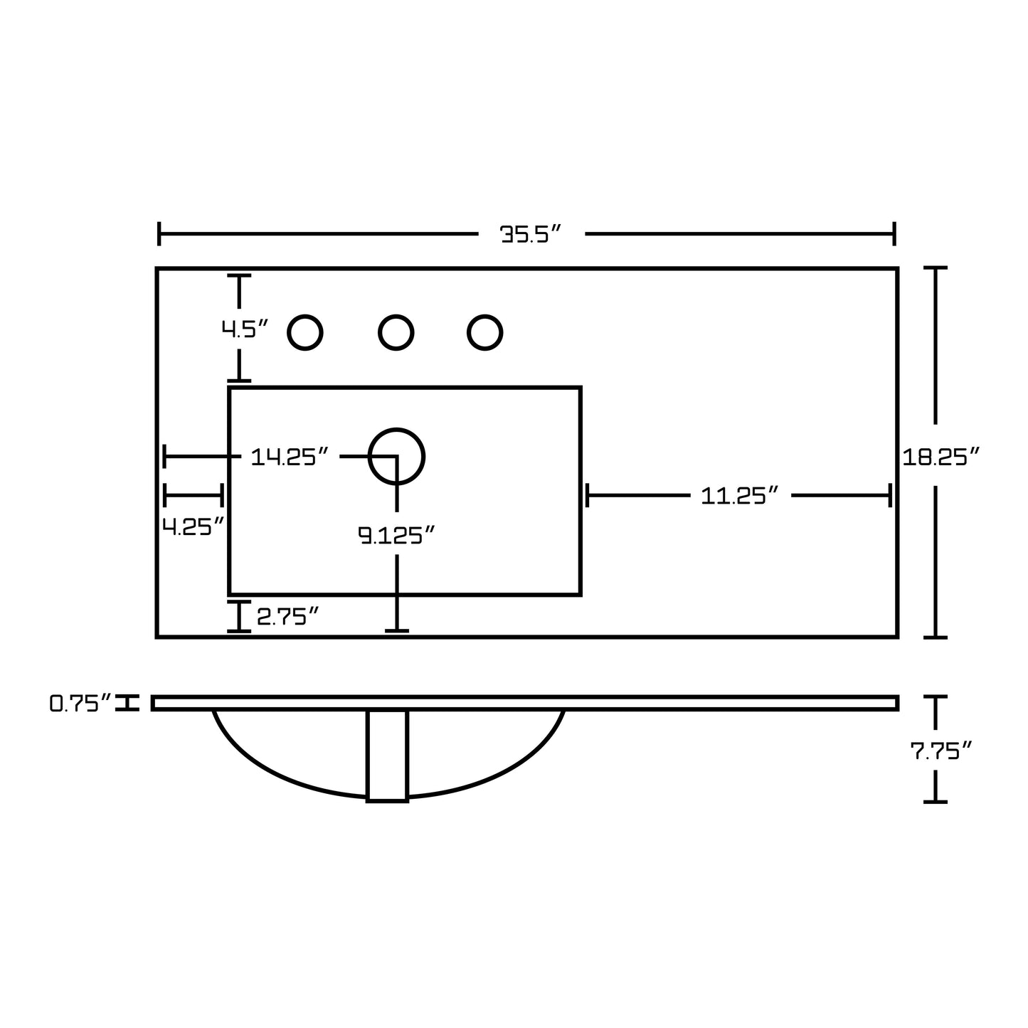 American Imaginations AI-24582 36" White Rectangular Drop In Transitional Ceramic Top Set