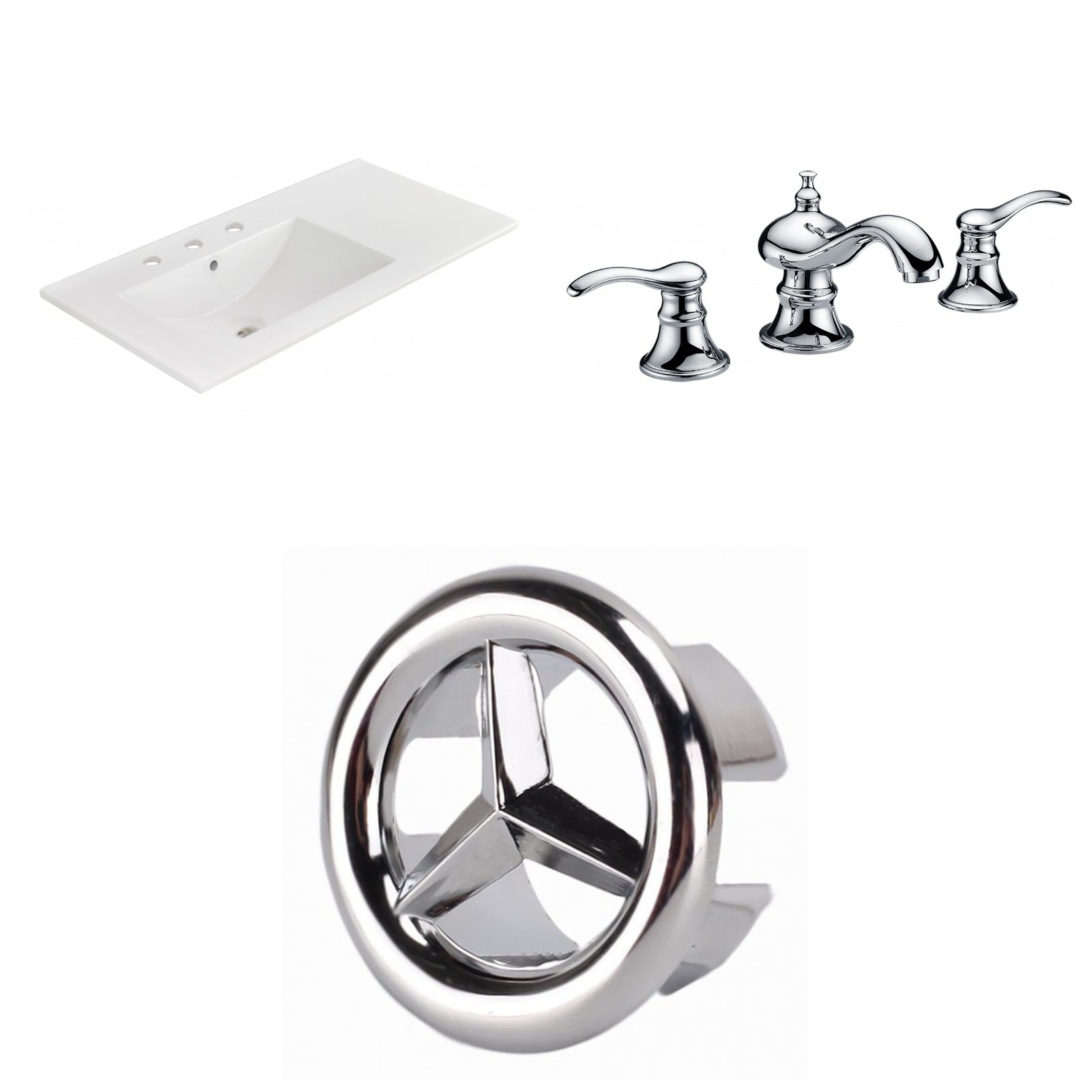 American Imaginations AI-24582 36" White Rectangular Drop In Transitional Ceramic Top Set