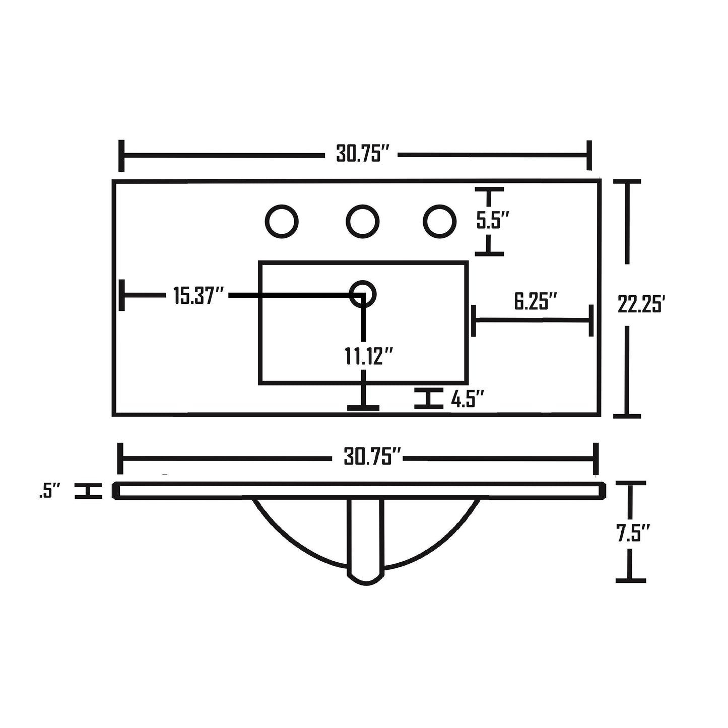 American Imaginations AI-24707 31" White Rectangular Drop In Transitional Ceramic Top Set