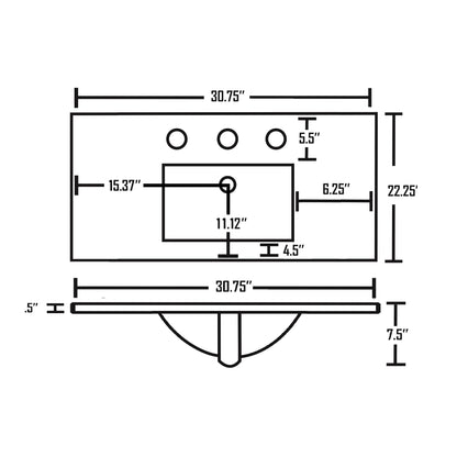 American Imaginations AI-24707 31" White Rectangular Drop In Transitional Ceramic Top Set