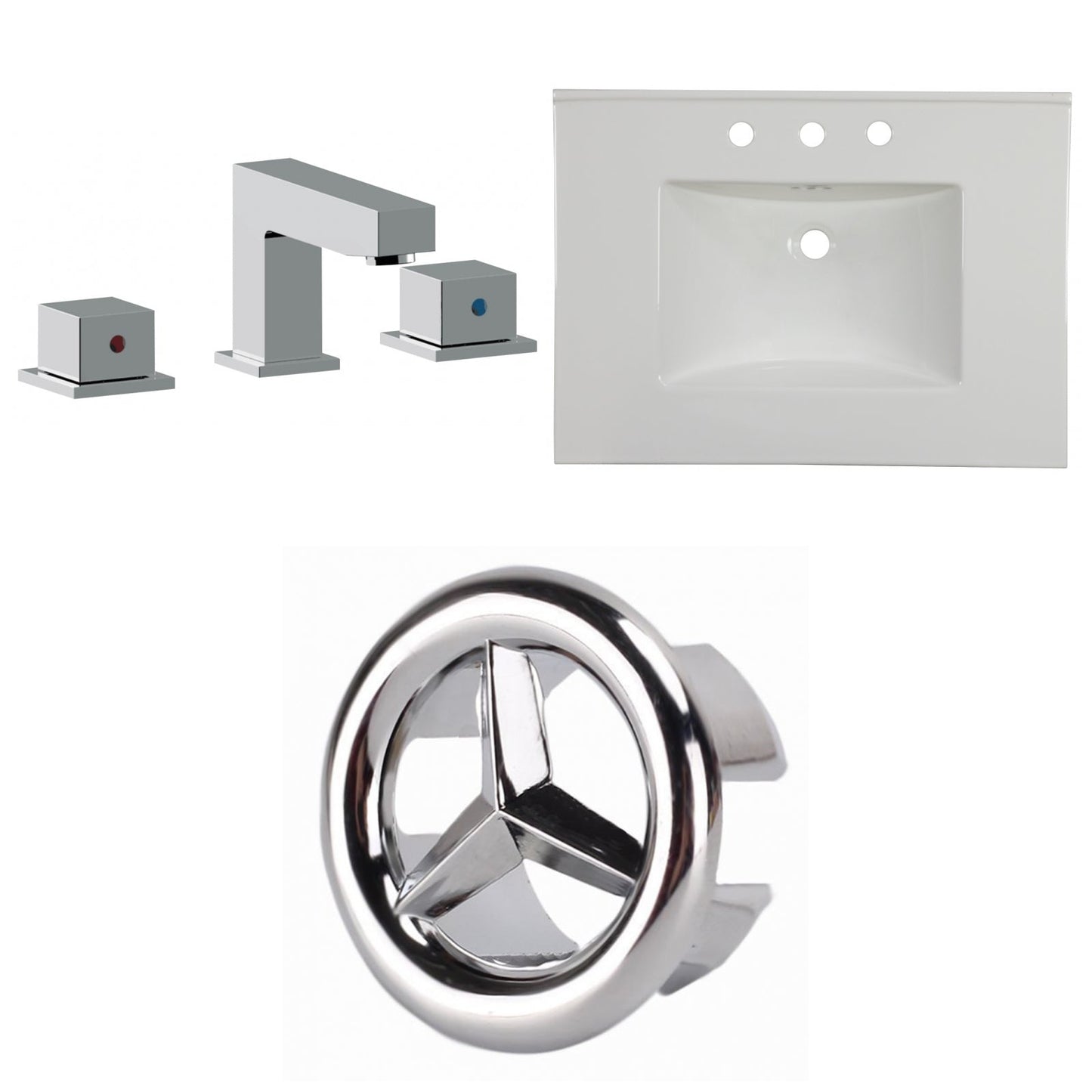 American Imaginations AI-24707 31" White Rectangular Drop In Transitional Ceramic Top Set