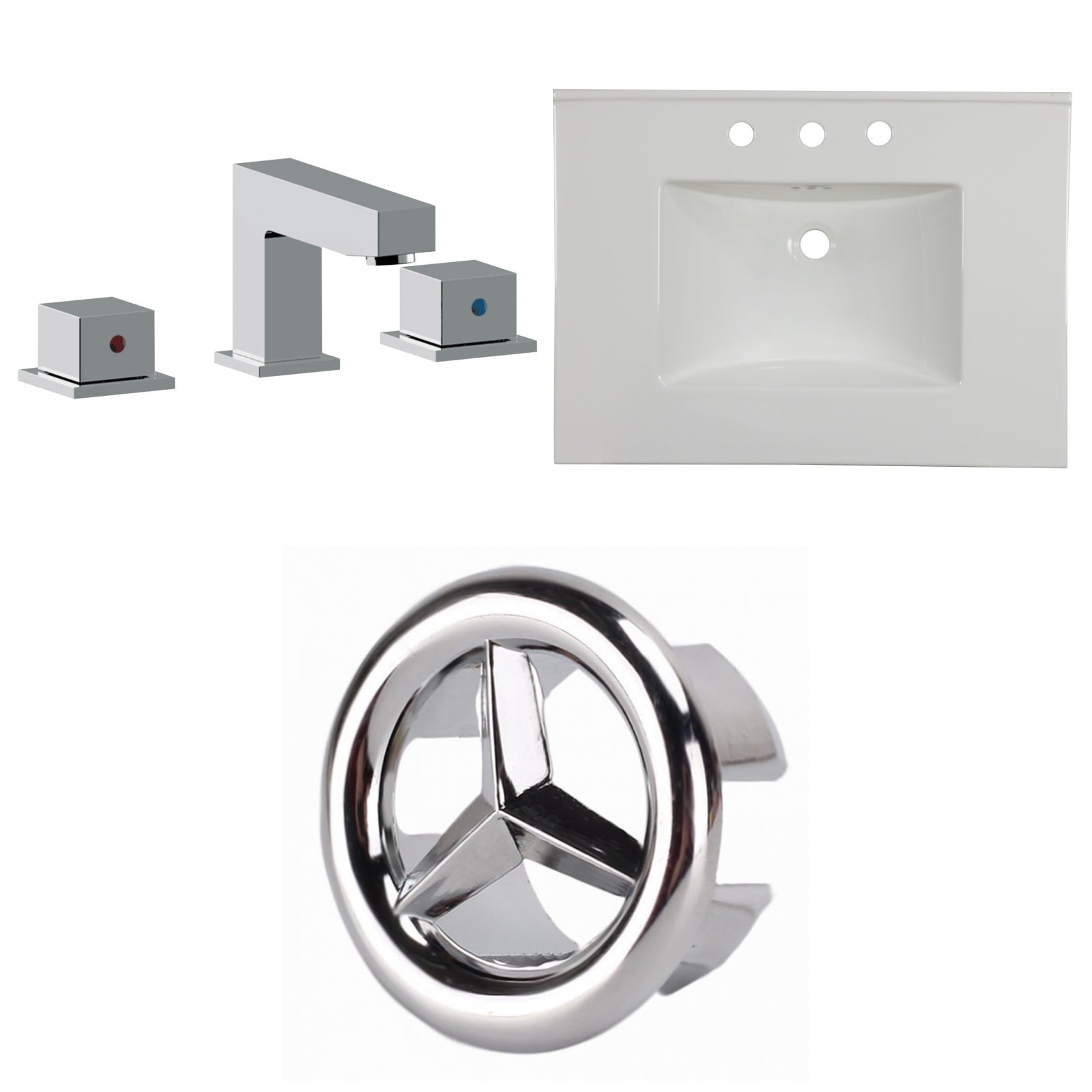 American Imaginations AI-24707 31" White Rectangular Drop In Transitional Ceramic Top Set