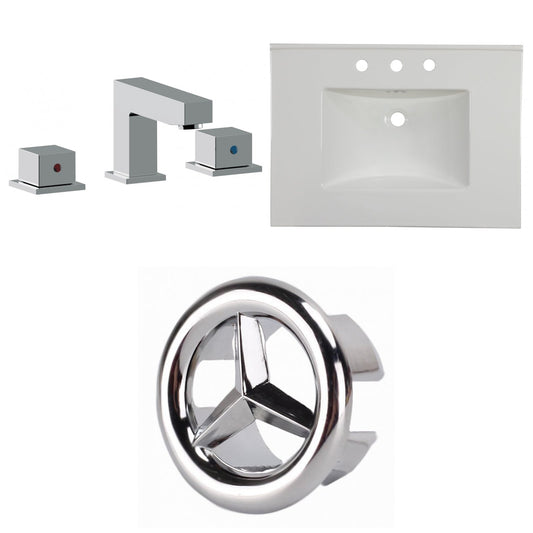 American Imaginations AI-24707 31" White Rectangular Drop In Transitional Ceramic Top Set