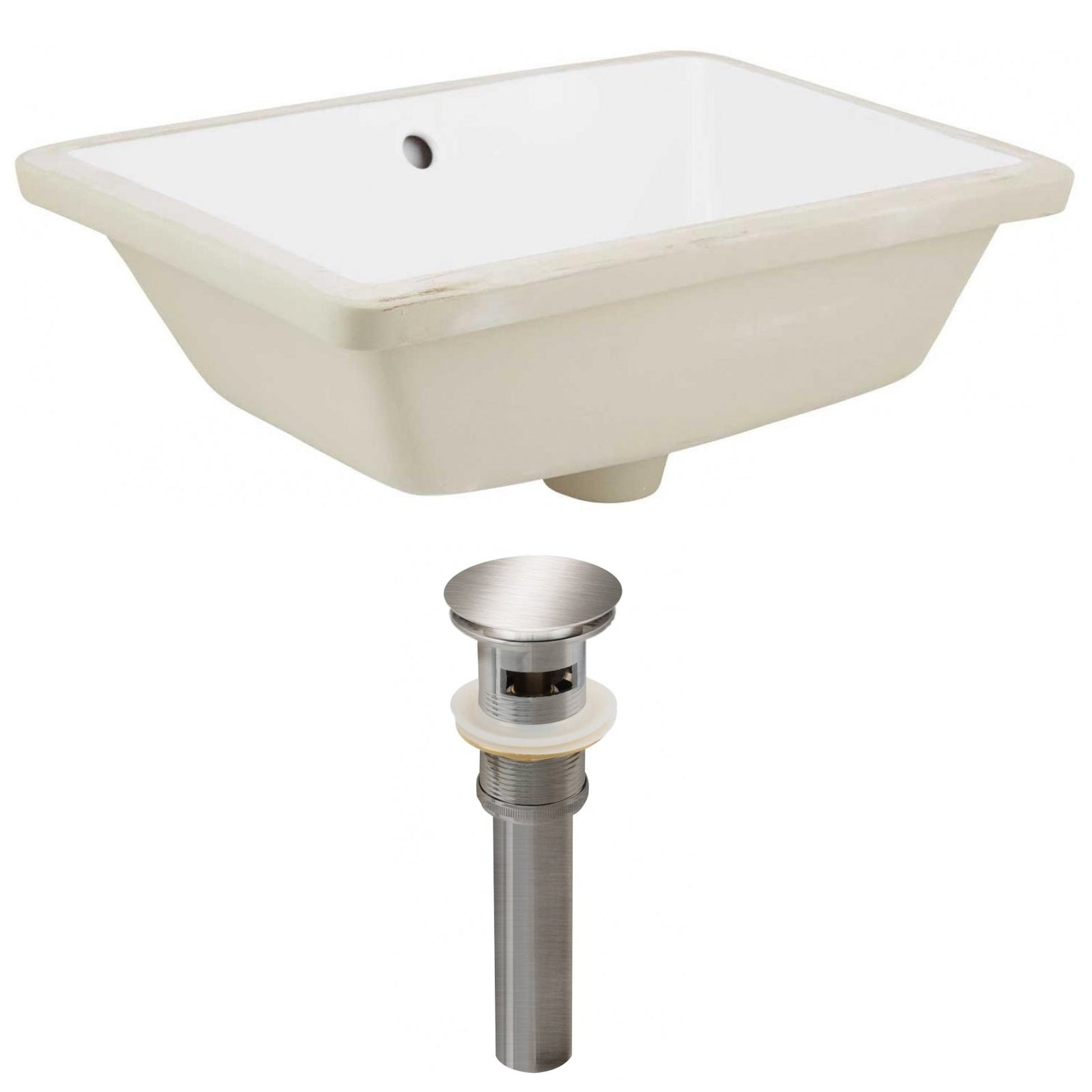 American Imaginations AI-24791 18" White Rectangular Ceramic Undermount Bathroom Sink Set