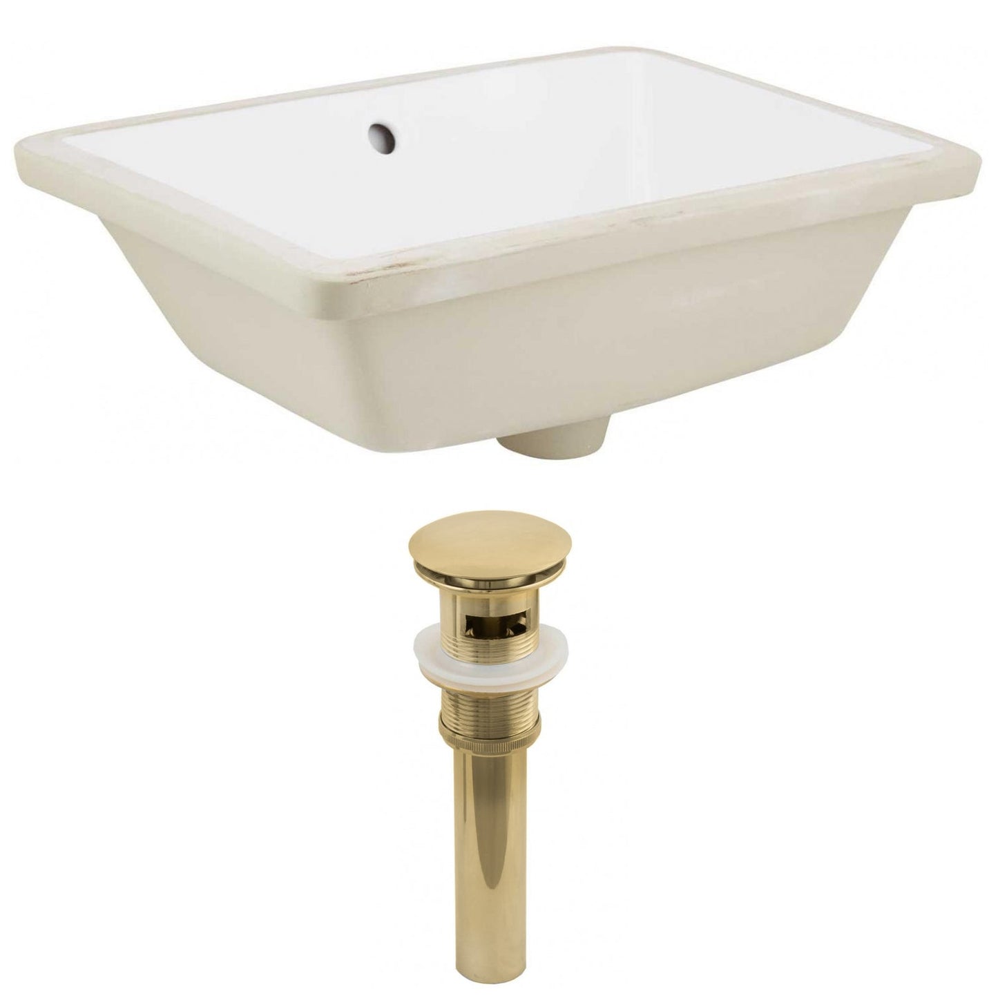 American Imaginations AI-24794 18" White Rectangular Ceramic Undermount Bathroom Sink Set