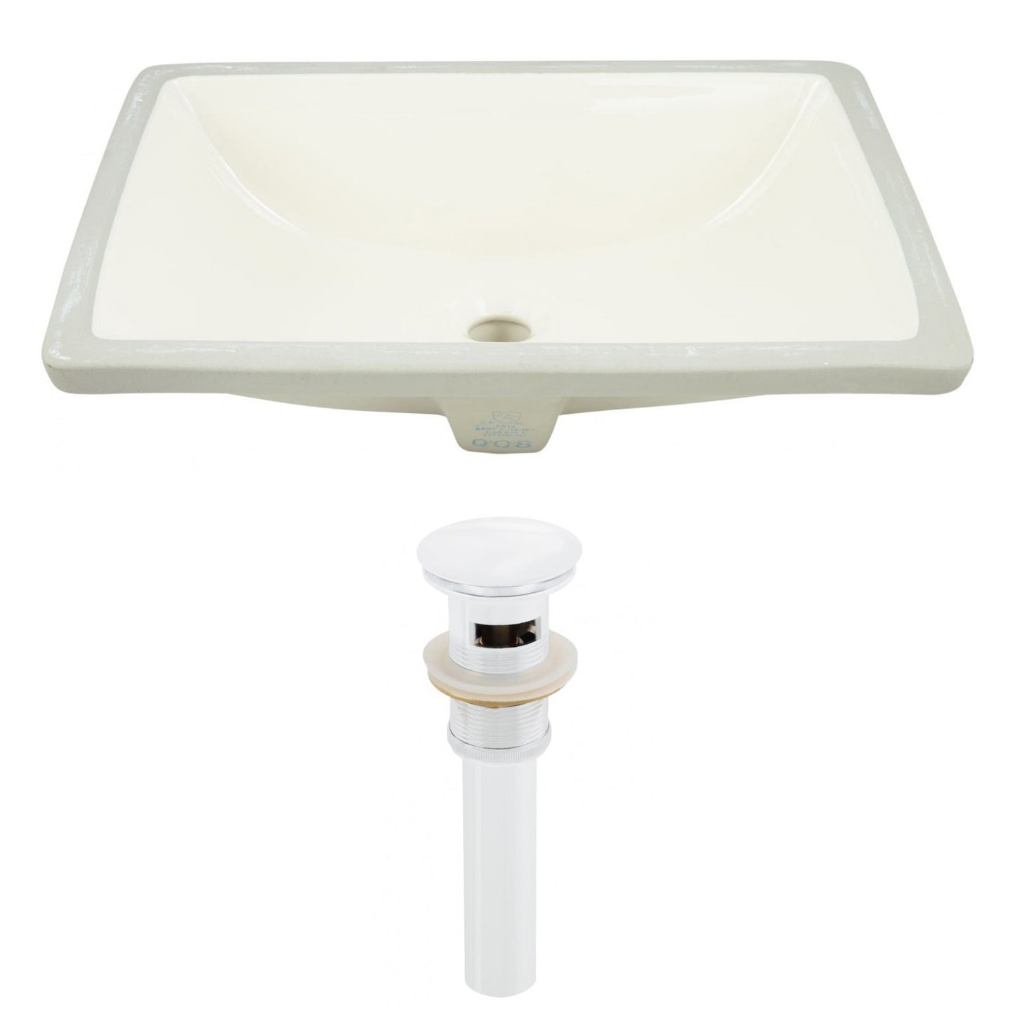 American Imaginations AI-24798 21" Biscuit Rectangular Ceramic Undermount Bathroom Sink Set