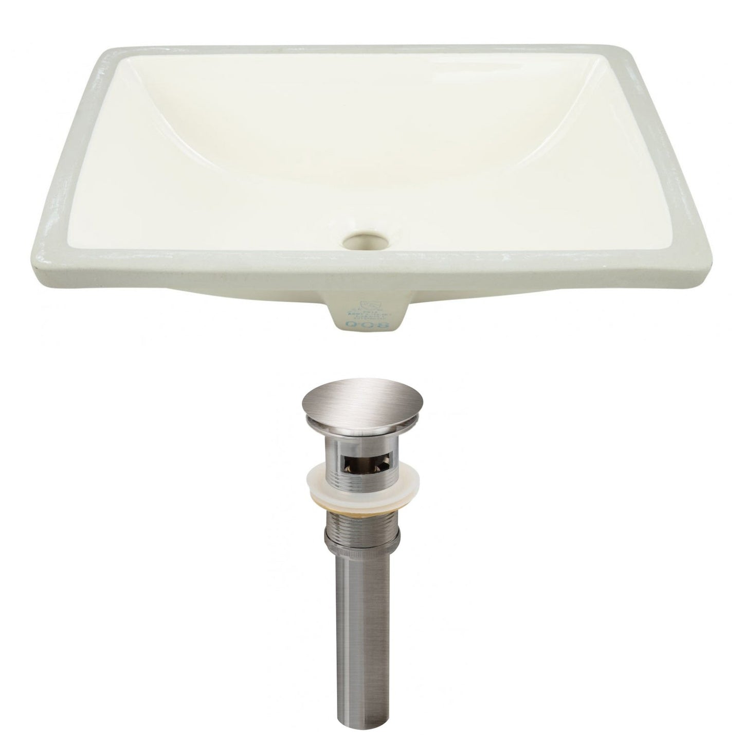 American Imaginations AI-24799 21" Biscuit Rectangular Ceramic Undermount Bathroom Sink Set