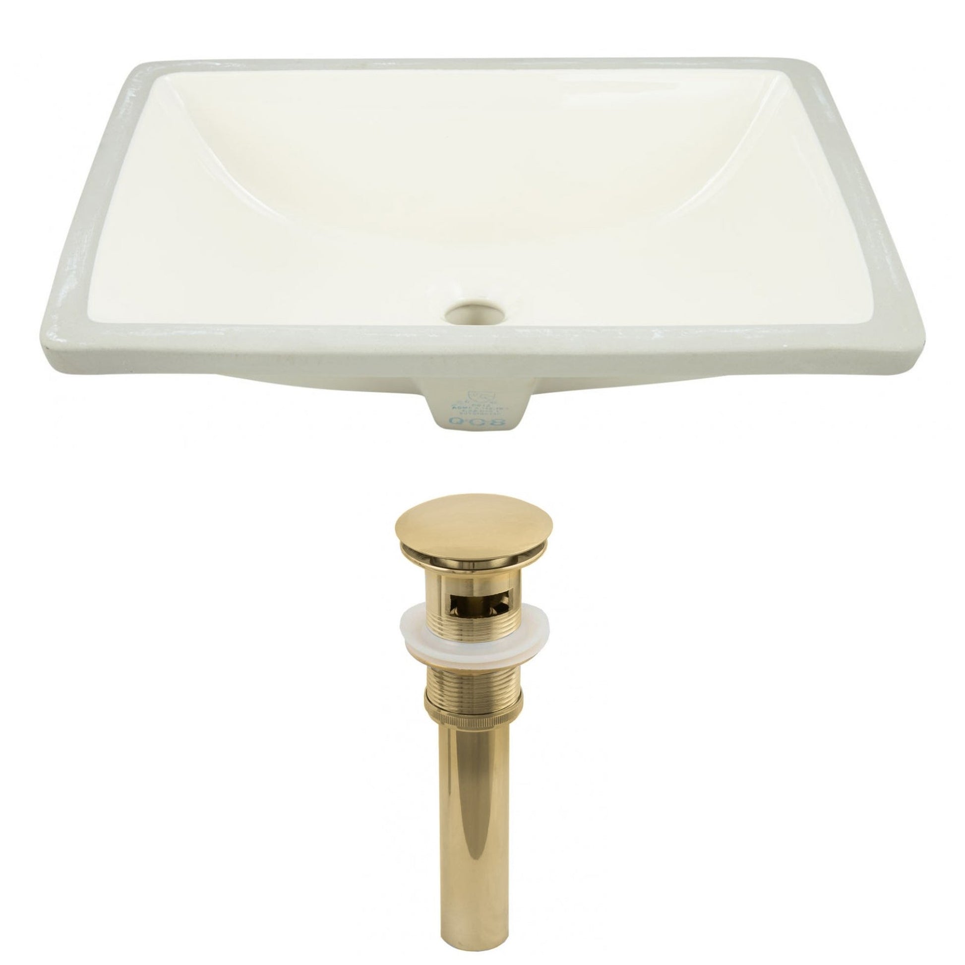 American Imaginations AI-24802 21" Biscuit Rectangular Ceramic Undermount Bathroom Sink Set