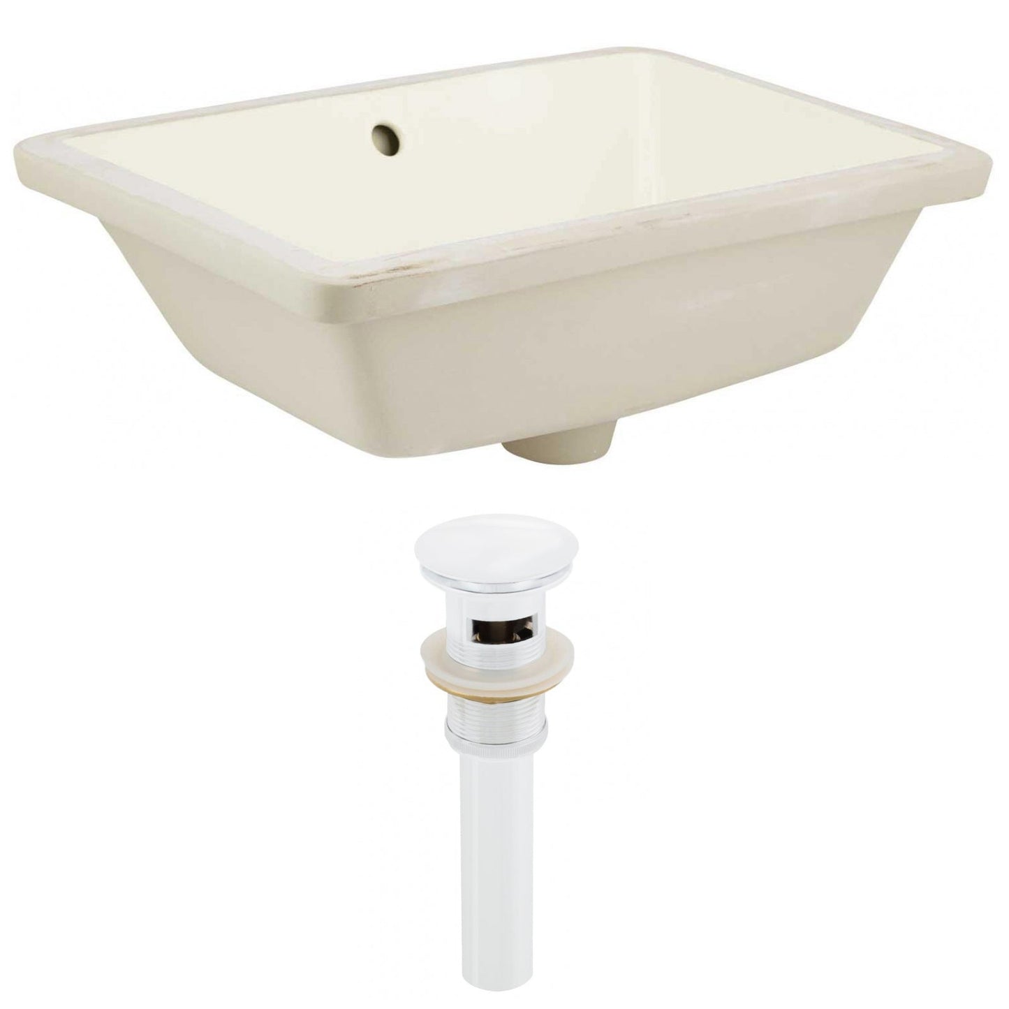 American Imaginations AI-24805 18" Biscuit Rectangular Ceramic Undermount Bathroom Sink Set