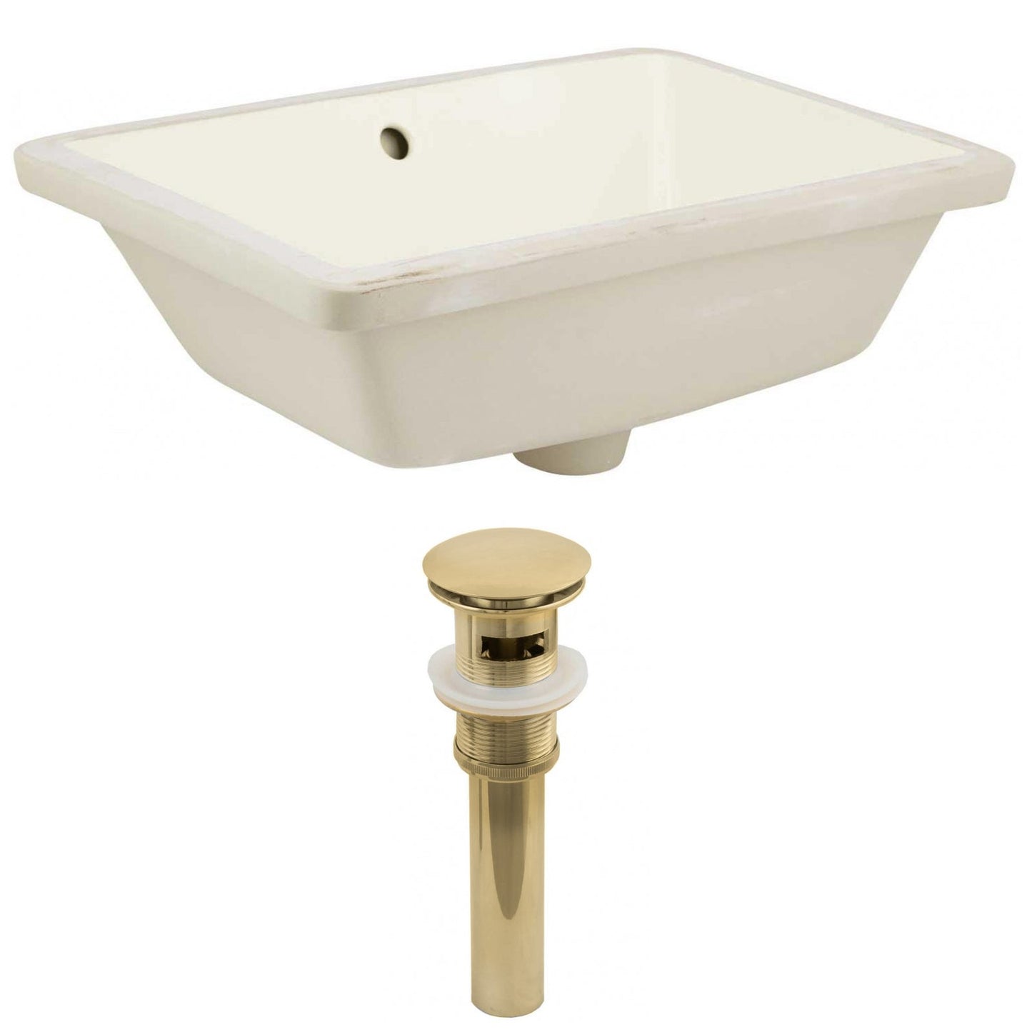 American Imaginations AI-24809 18" Biscuit Rectangular Ceramic Undermount Bathroom Sink Set