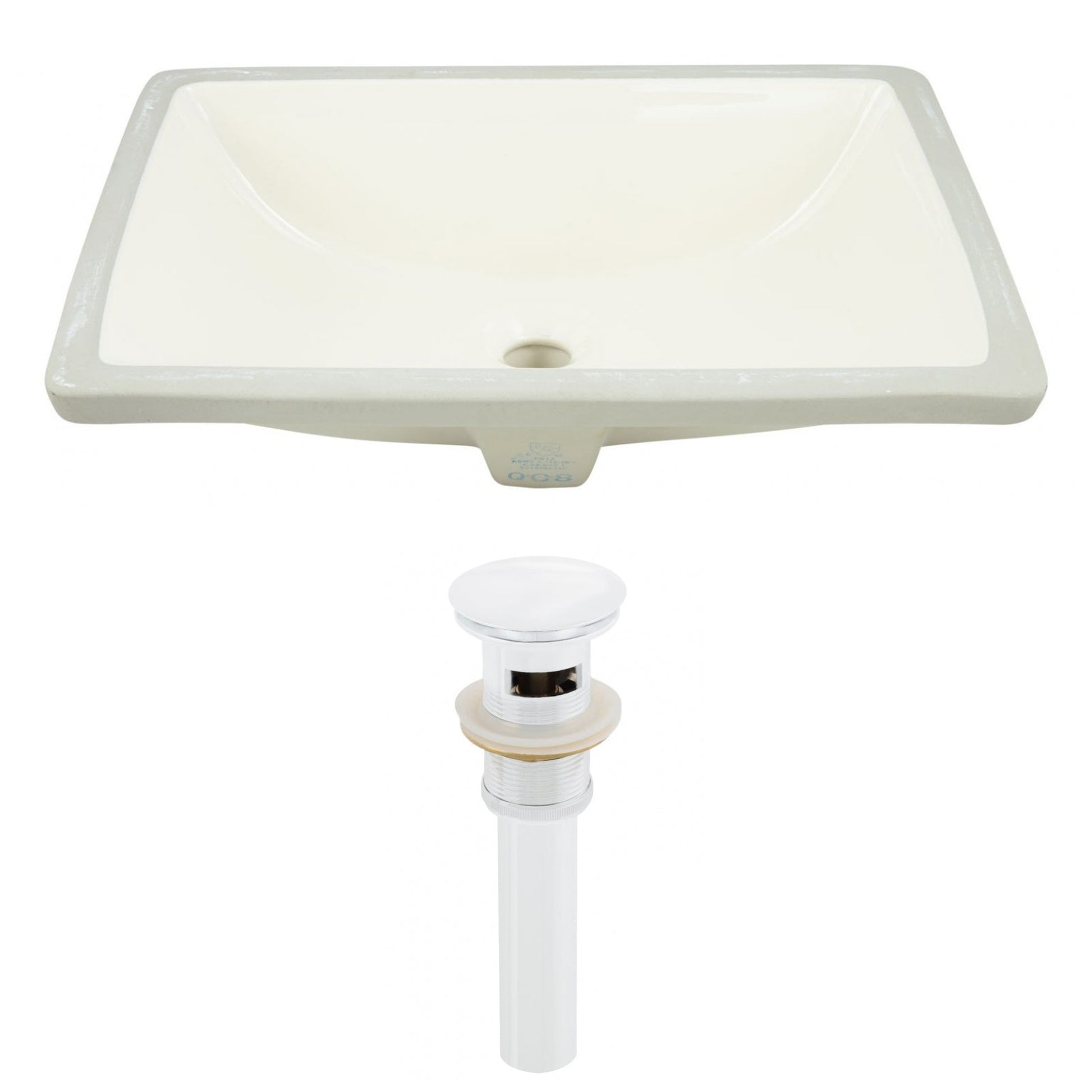 American Imaginations AI-24834 18" Biscuit Rectangular Ceramic Undermount Bathroom Sink Set