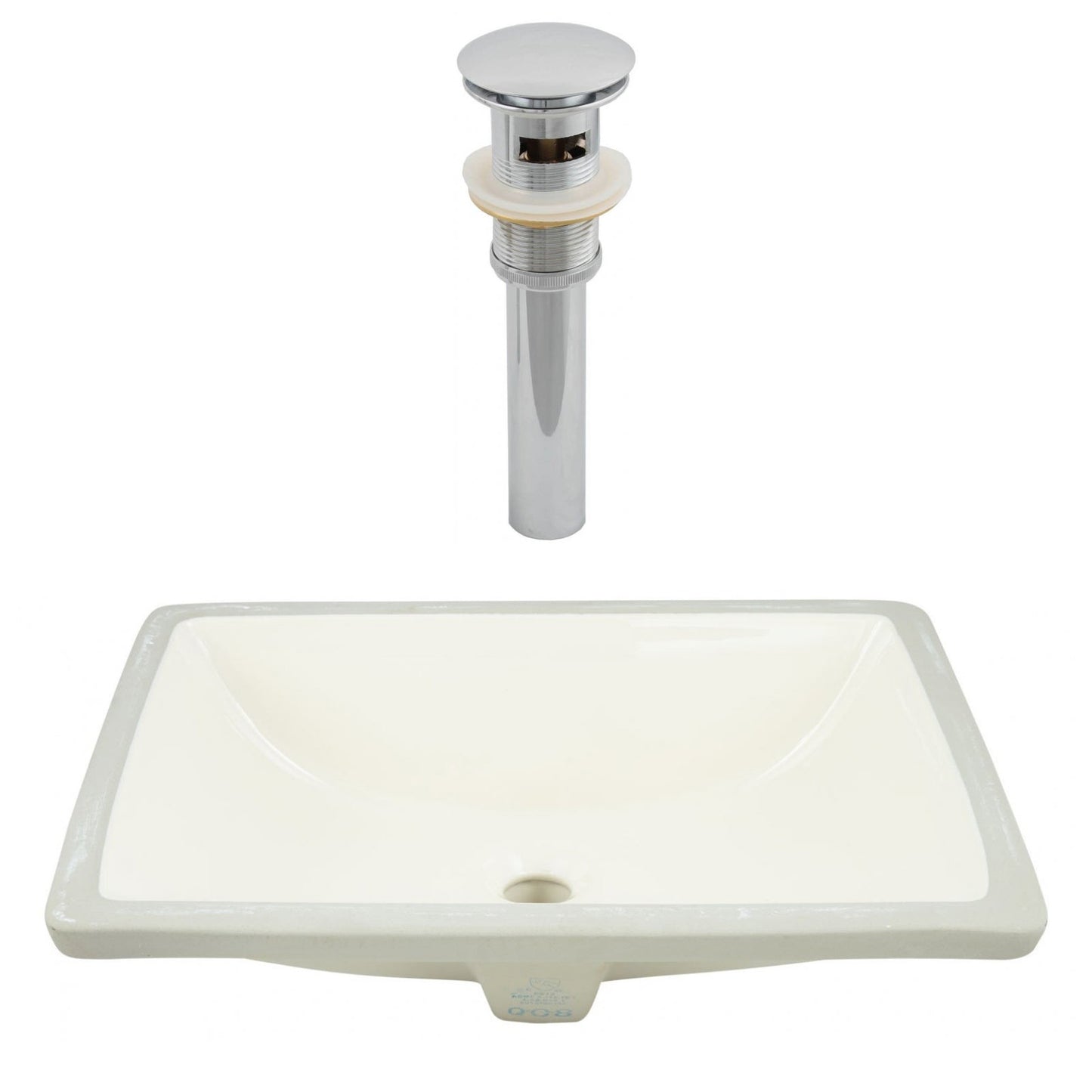 American Imaginations AI-24892 21" Biscuit Rectangular Ceramic Undermount Bathroom Sink Set