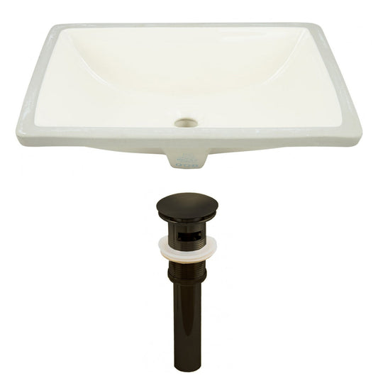 American Imaginations AI-24899 21" Biscuit Rectangular Ceramic Undermount Bathroom Sink Set