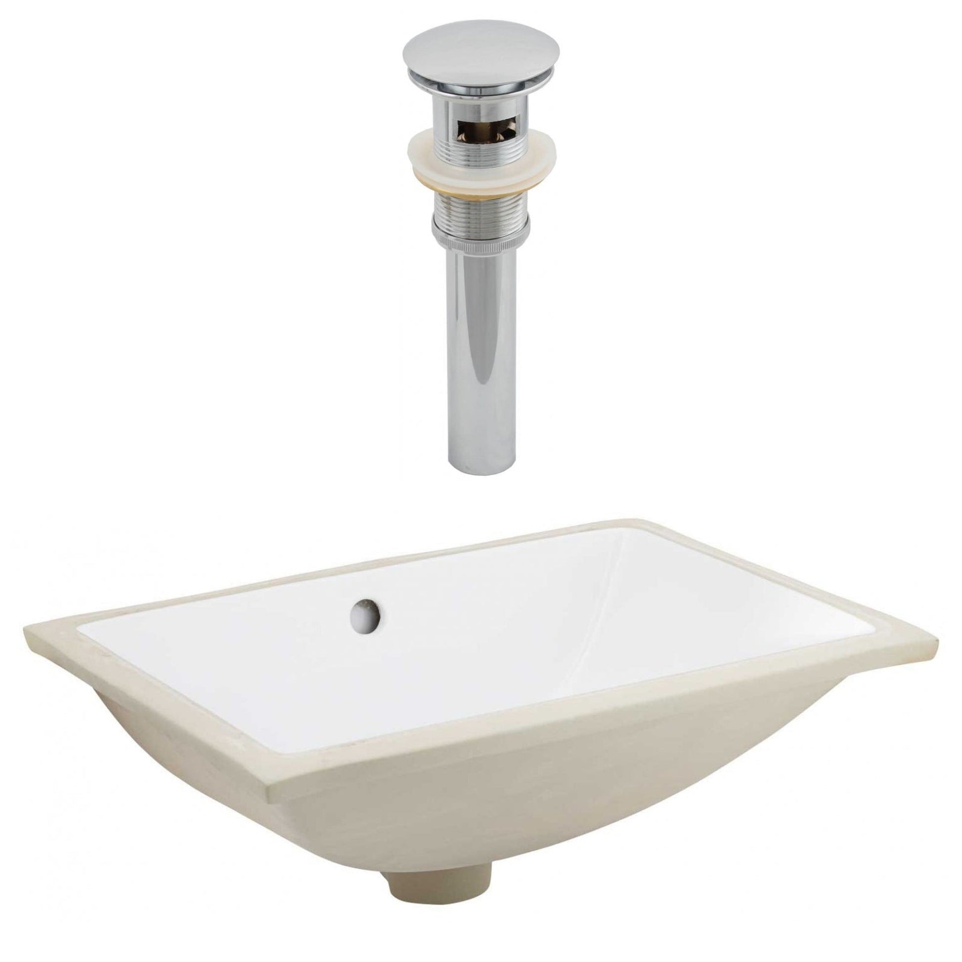 American Imaginations AI-24900 21" White Rectangular Ceramic Undermount Bathroom Sink Set