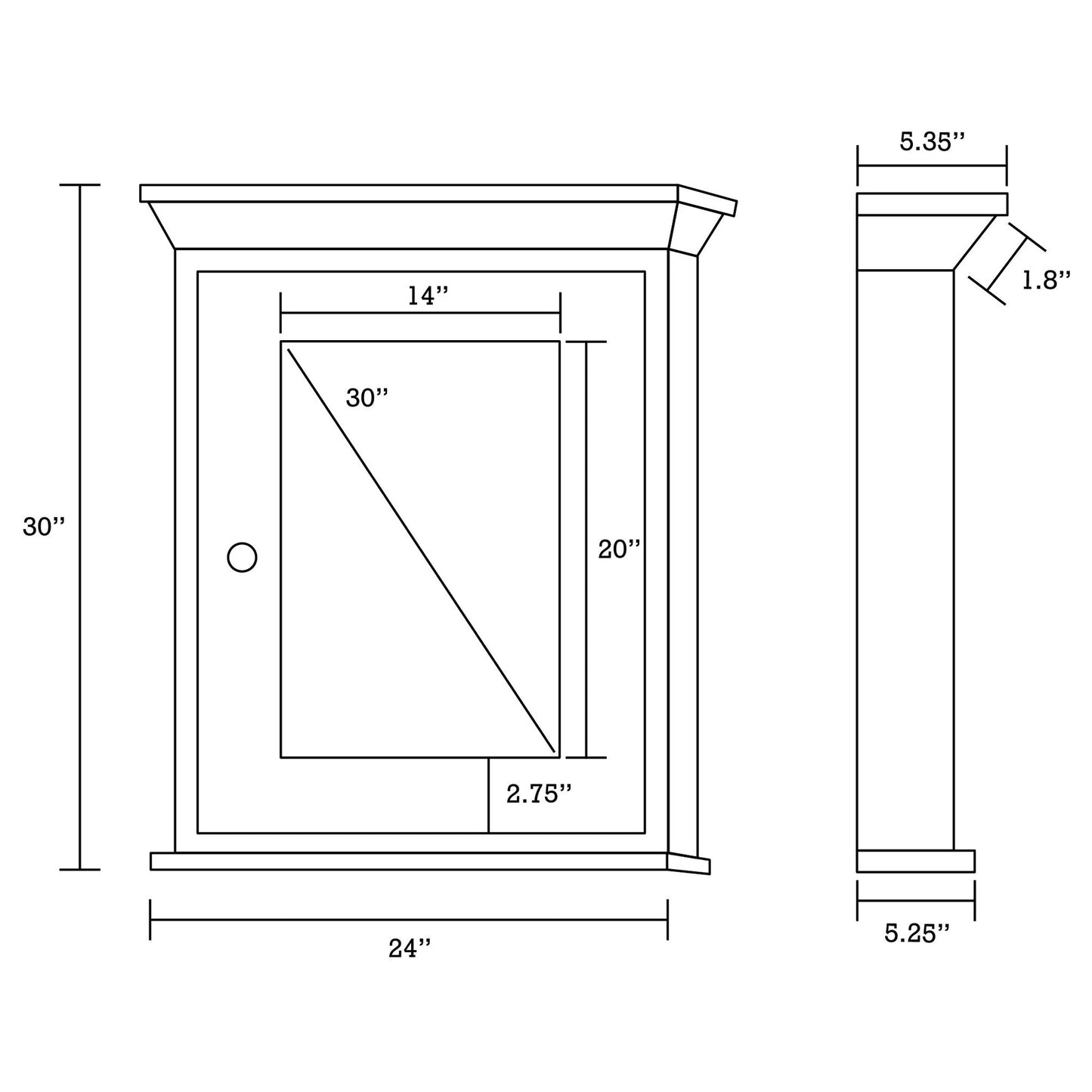 American Imaginations AI-258 24" White Rectangular Wall Mount Traditional Medicine Cabinet
