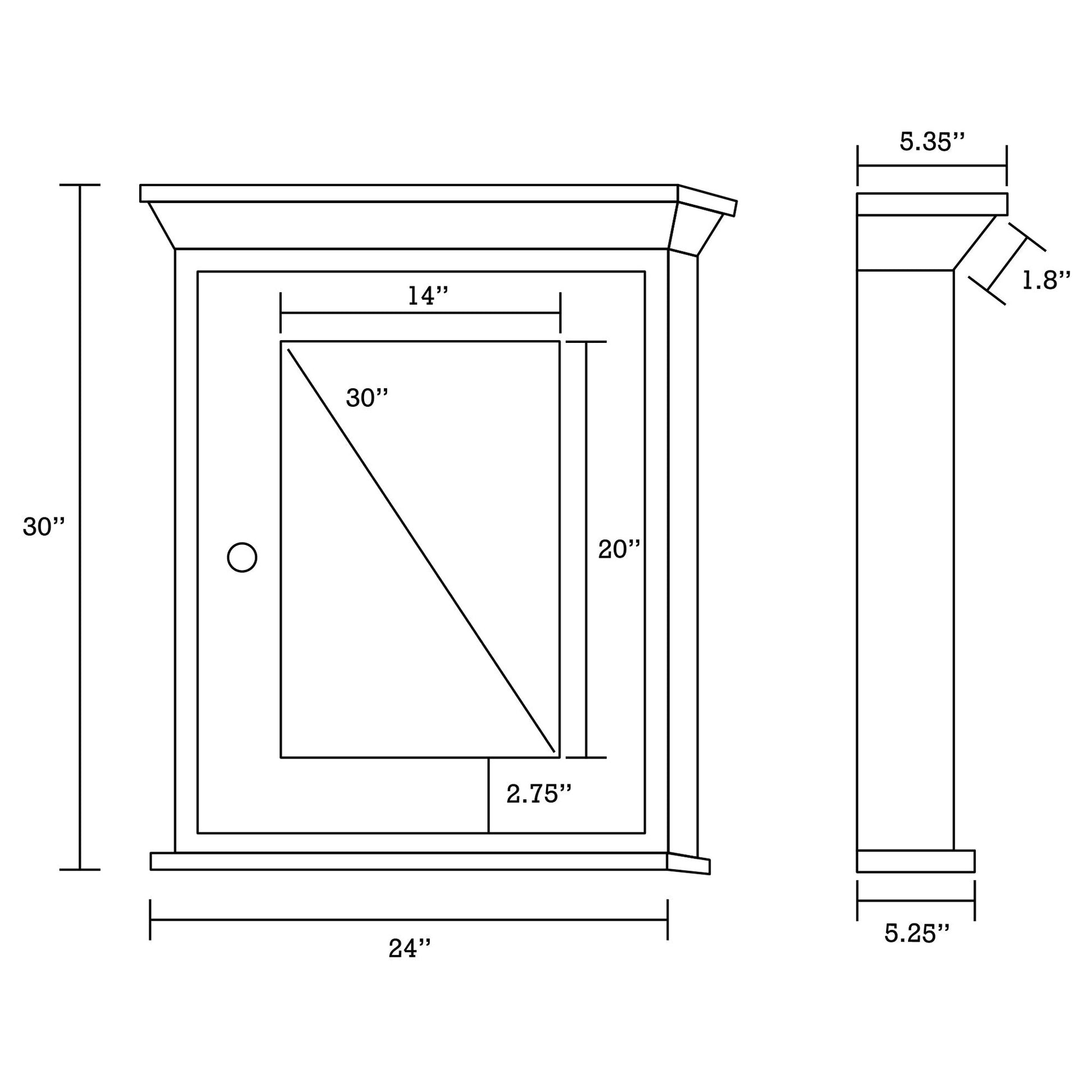 American Imaginations AI-258 24" White Rectangular Wall Mount Traditional Medicine Cabinet