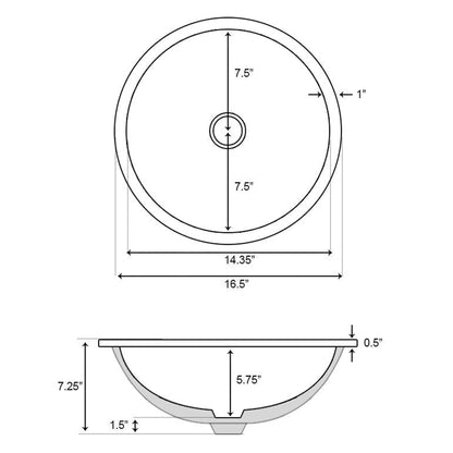 American Imaginations AI-25922 17" White Round Ceramic Undermount Bathroom Sink Set