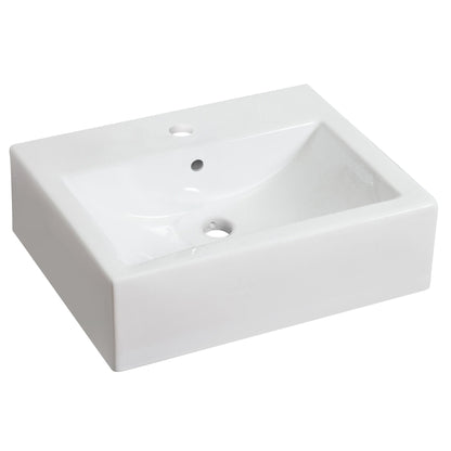 American Imaginations AI-26068 20" White Rectangular Ceramic Above Counter Bathroom Vessel Sink Set