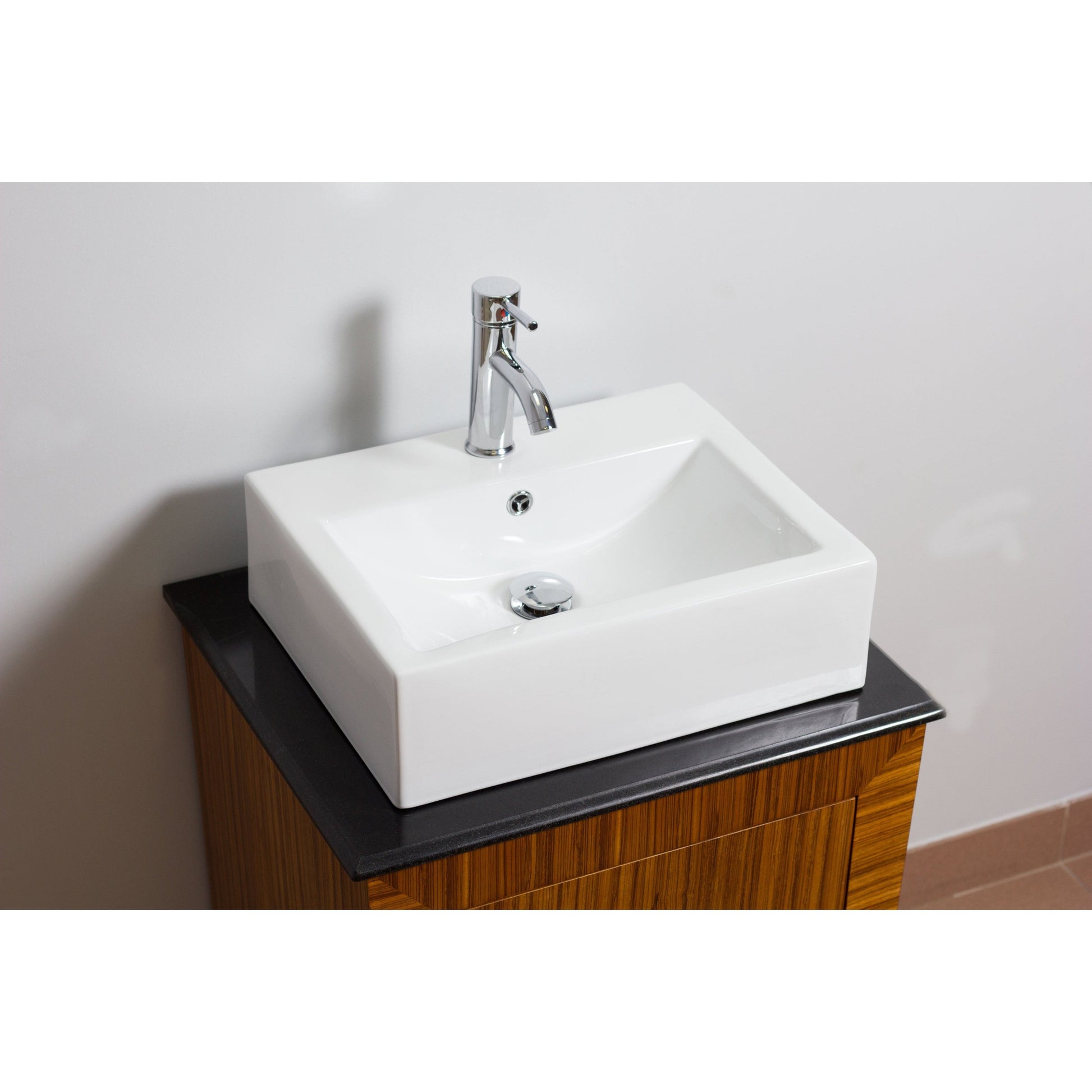 American Imaginations AI-26068 20" White Rectangular Ceramic Above Counter Bathroom Vessel Sink Set