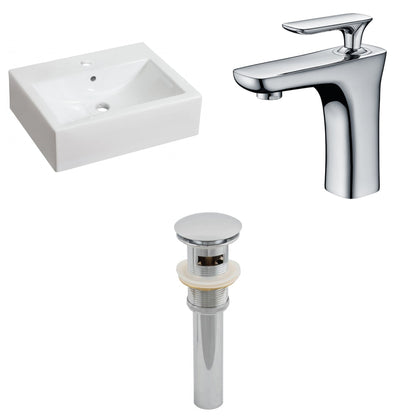 American Imaginations AI-26068 20" White Rectangular Ceramic Above Counter Bathroom Vessel Sink Set