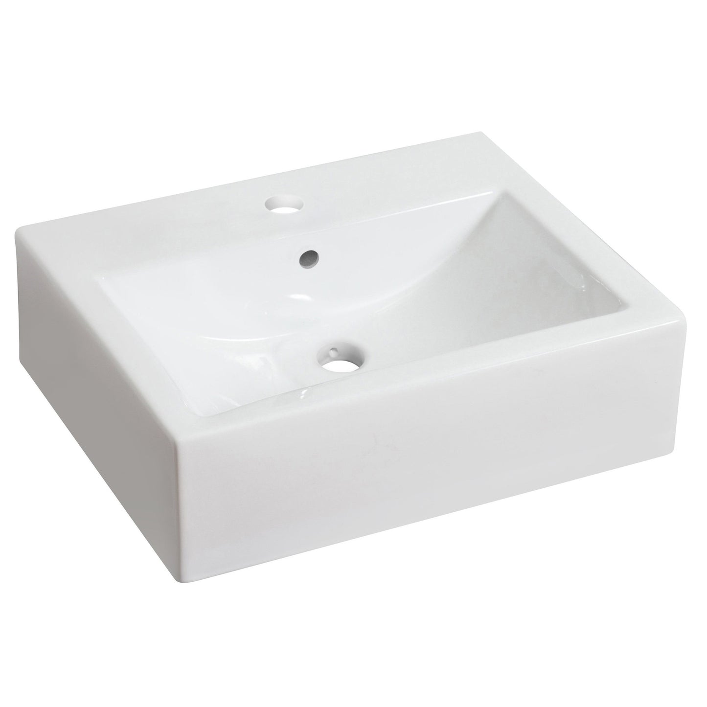 American Imaginations AI-26069 20" White Rectangular Ceramic Above Counter Bathroom Vessel Sink Set