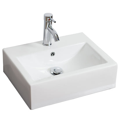 American Imaginations AI-26069 20" White Rectangular Ceramic Above Counter Bathroom Vessel Sink Set