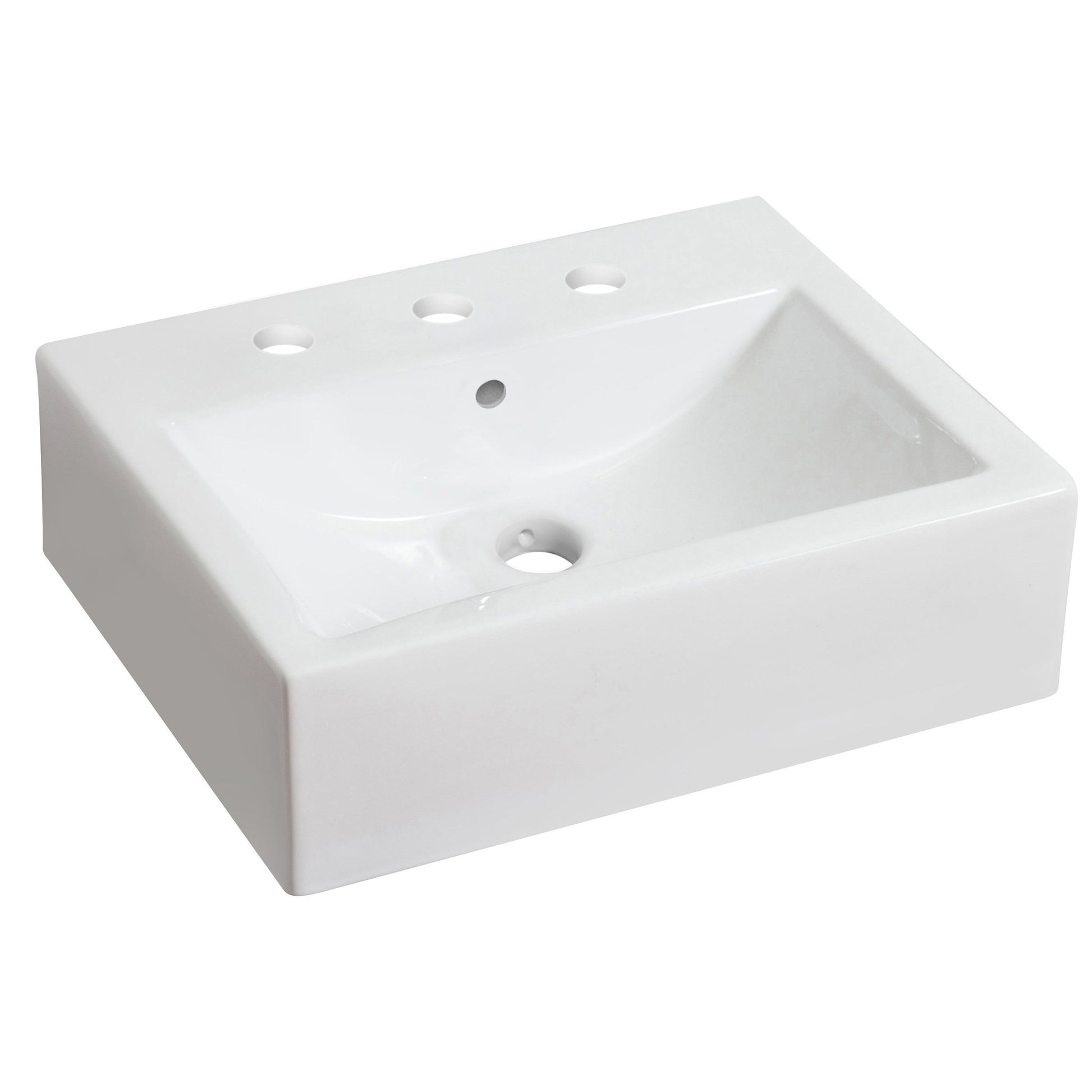 American Imaginations AI-26072 20" White Rectangular Ceramic Above Counter Bathroom Vessel Sink Set