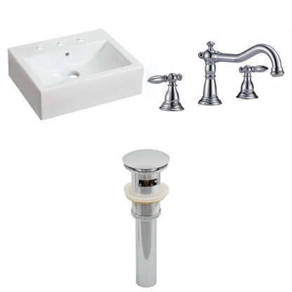 American Imaginations AI-26075 20" White Rectangular Ceramic Above Counter Bathroom Vessel Sink Set