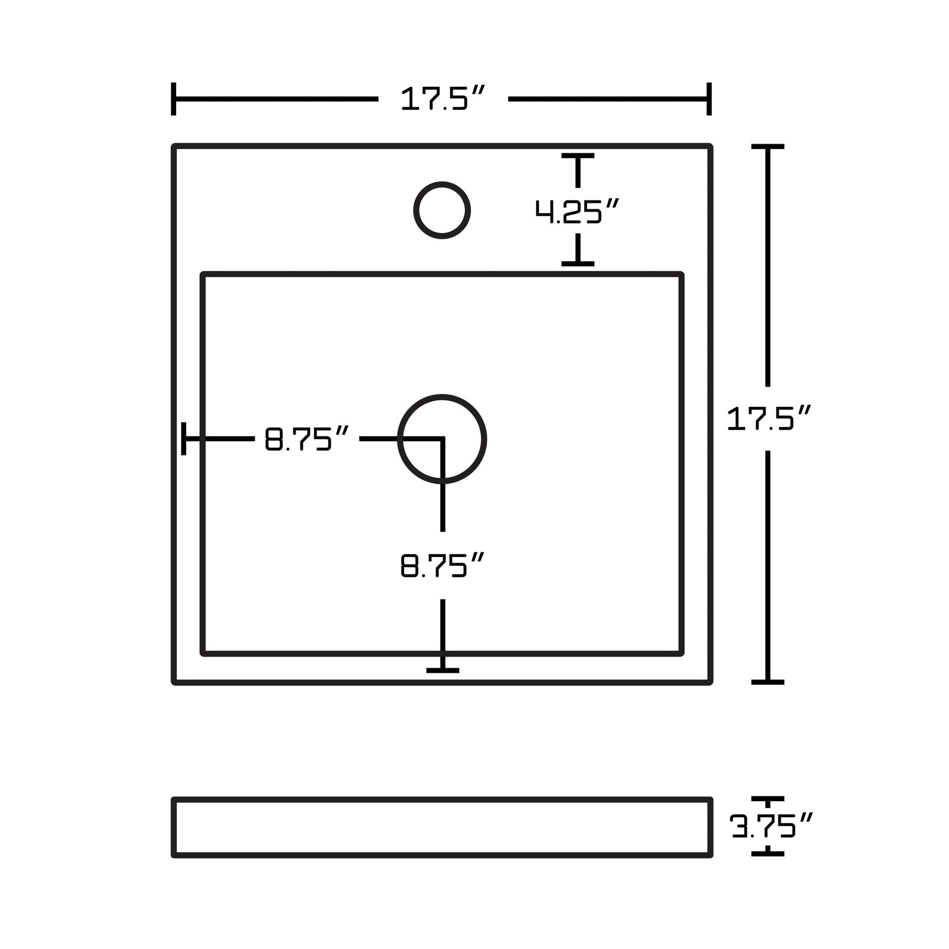 American Imaginations AI-26077 18" White Square Ceramic Above Counter Bathroom Vessel Sink Set