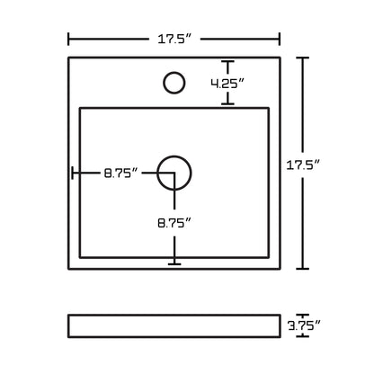 American Imaginations AI-26077 18" White Square Ceramic Above Counter Bathroom Vessel Sink Set