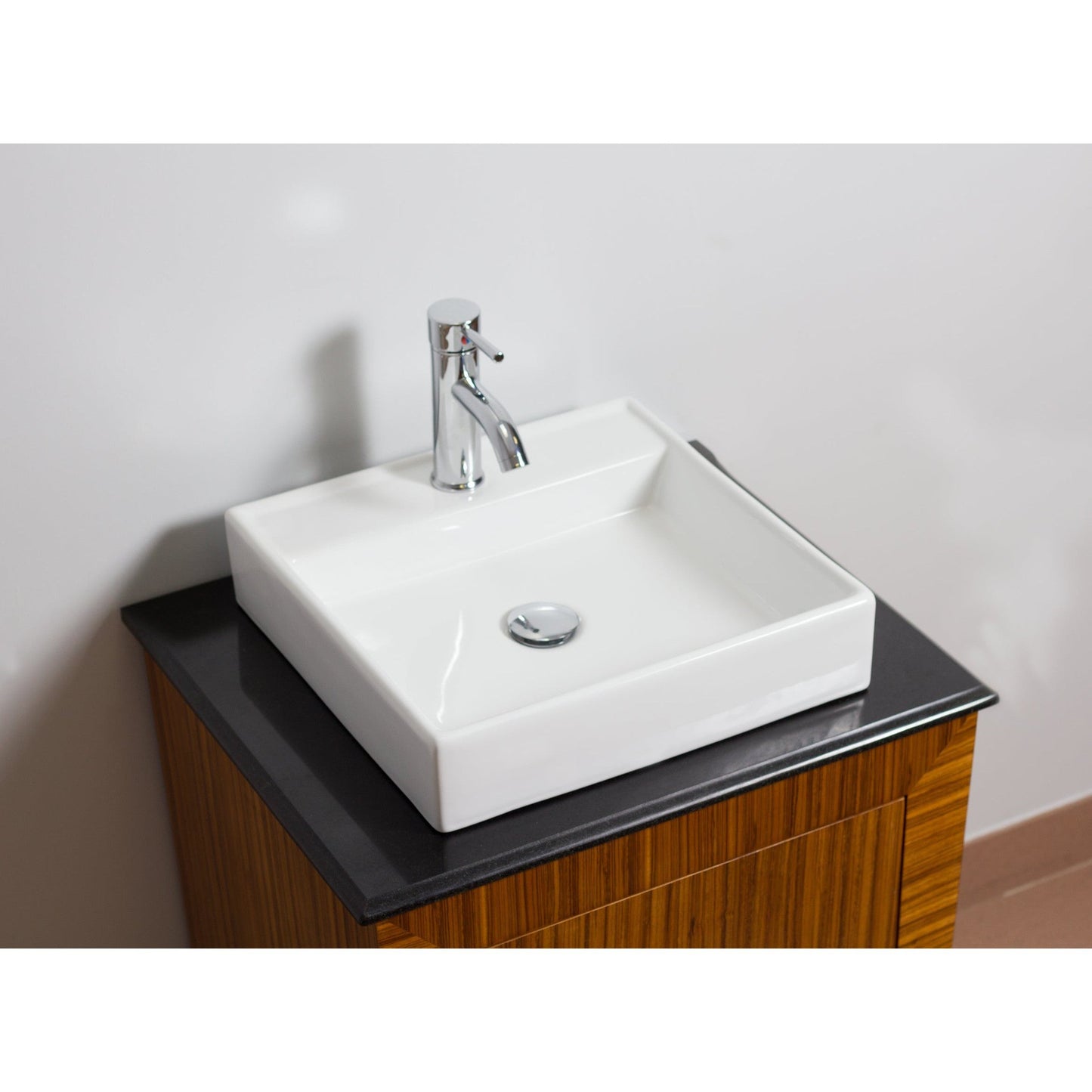 American Imaginations AI-26077 18" White Square Ceramic Above Counter Bathroom Vessel Sink Set