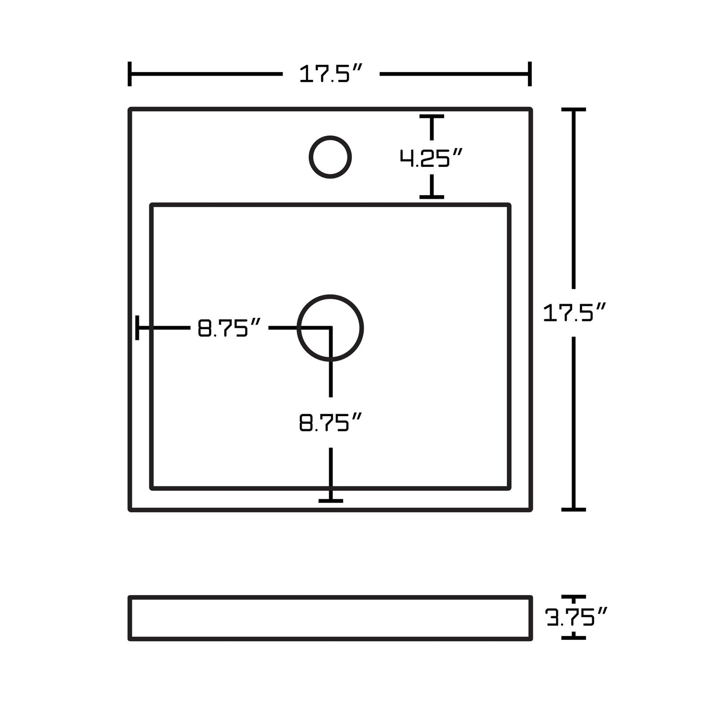 American Imaginations AI-26078 18" White Square Ceramic Above Counter Bathroom Vessel Sink Set